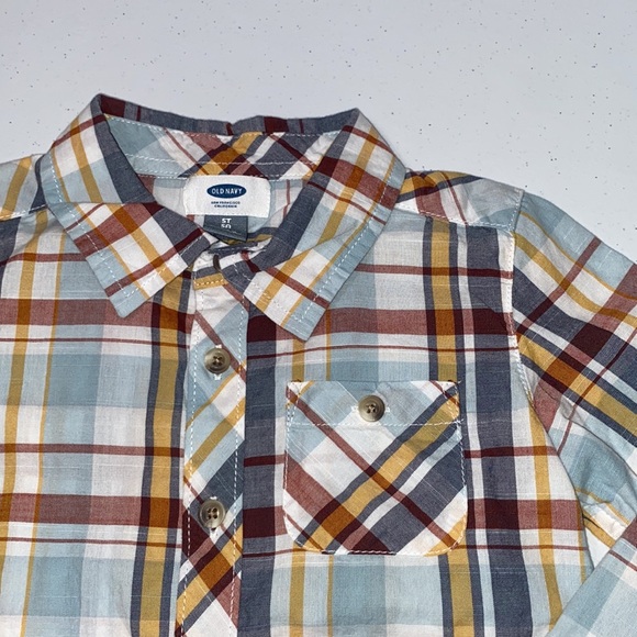 Old Navy Toddler Boy Long Sleeve Plaid Button Up Shirt Size 5t - Picture 2 of 5